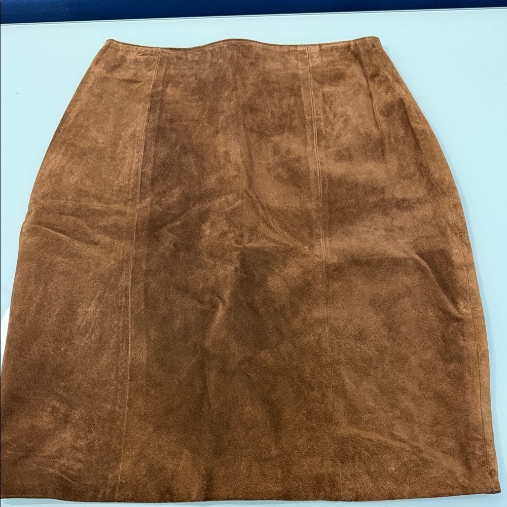 Vintage Savanna Brown Suede Leather Pencil Skirt